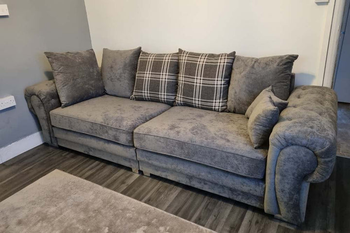 Verona Scatter Grey Fabric 4 Seater Sofa
