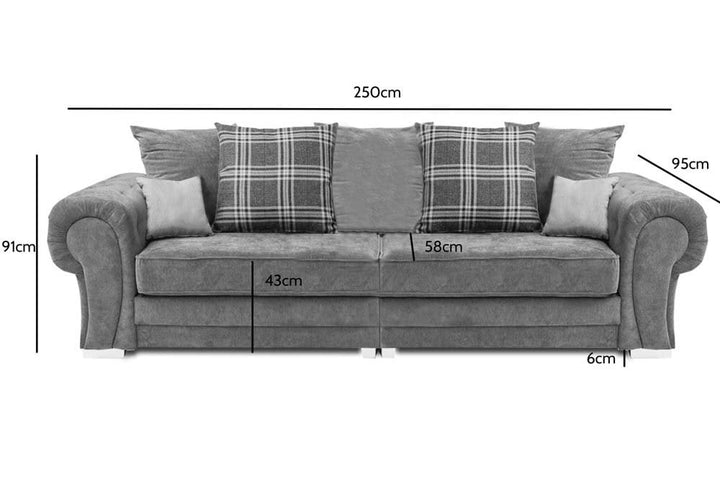 Verona Scatter Grey Fabric 4 Seater Sofa