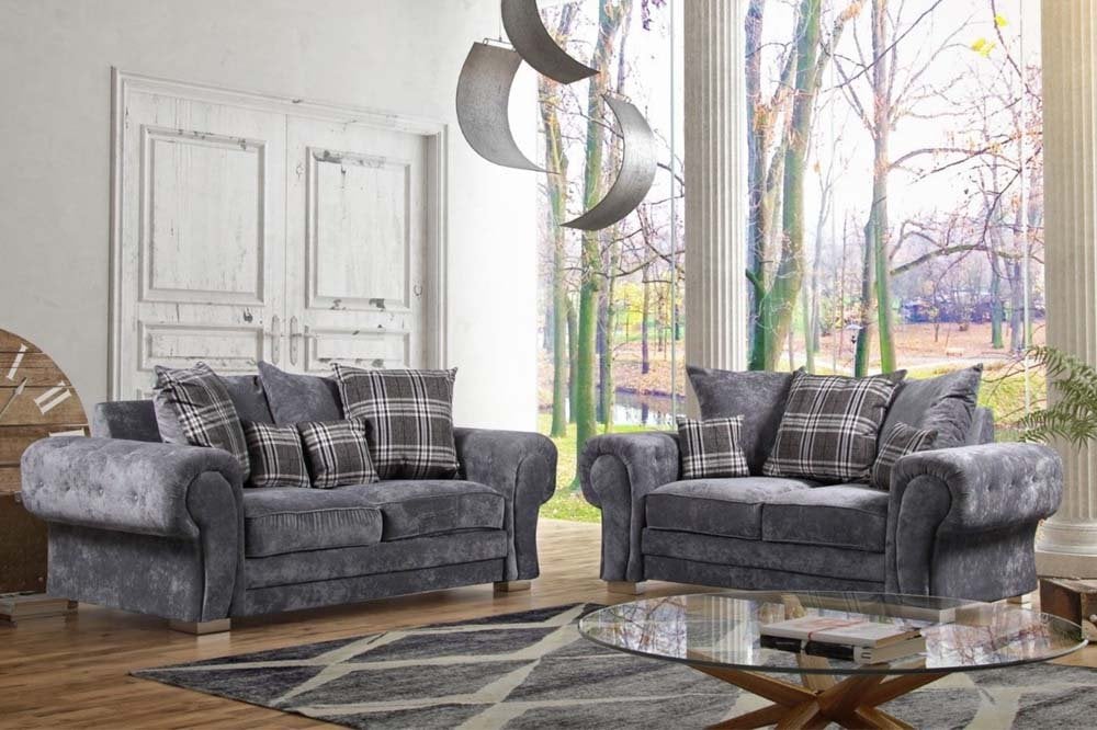 Verona Scatter Grey Fabric 3 Seater Sofa