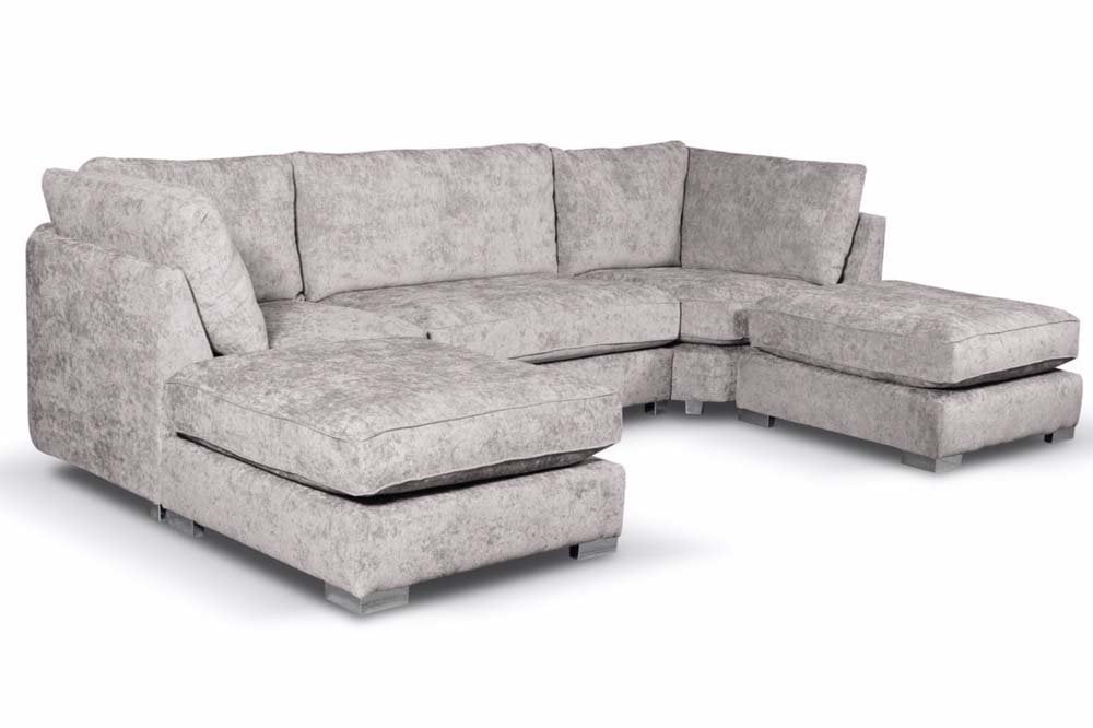 Bishop Truffle Alaska Fabric U Shape High Back Corner Sofa