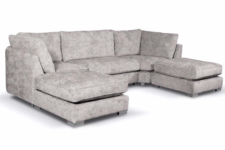 Bishop Truffle Alaska Fabric U Shape High Back Corner Sofa