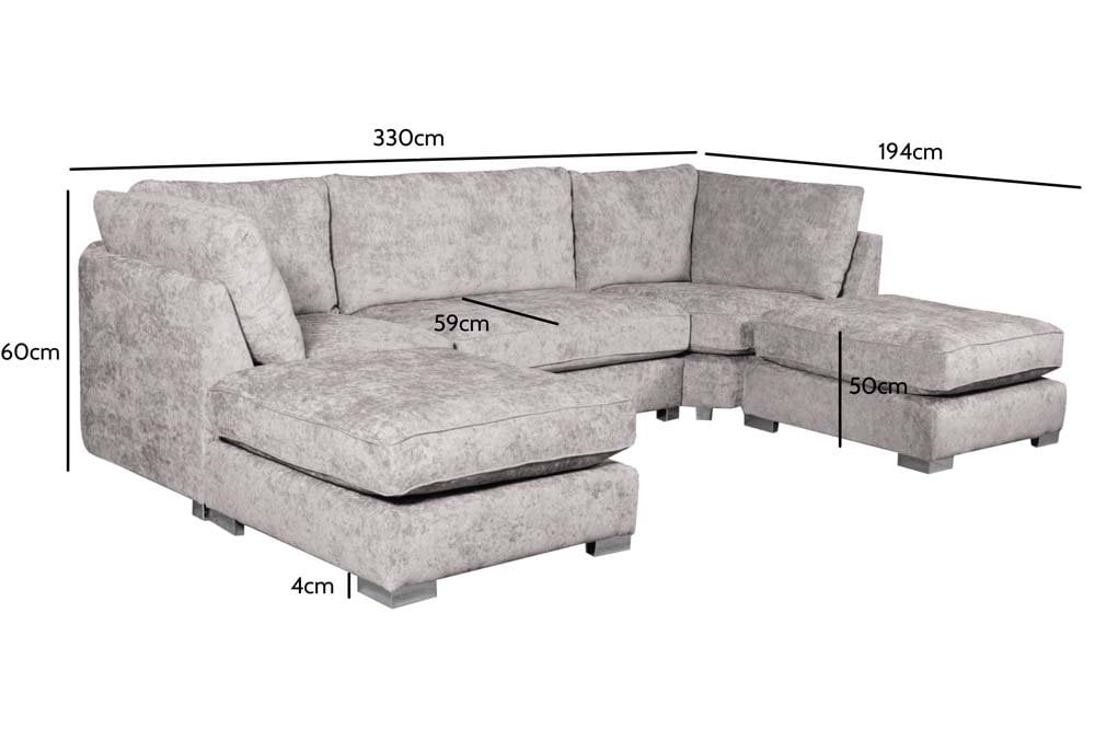 Bishop Truffle Alaska Fabric U Shape High Back Corner Sofa