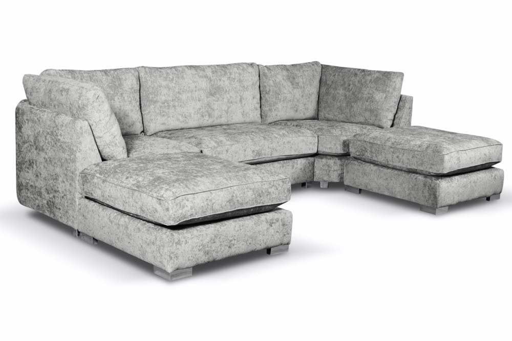 Bishop Silver Alaska Fabric U Shape High Back Corner Sofa