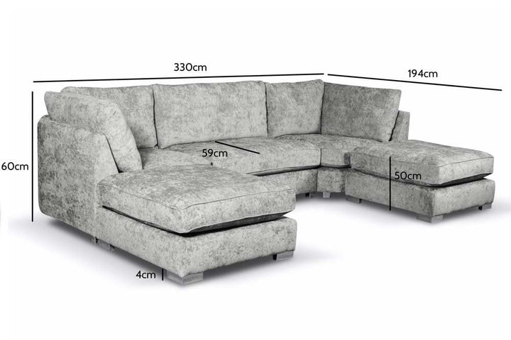 Bishop Silver Alaska Fabric U Shape High Back Corner Sofa