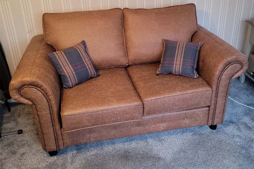 Oakland Tan Suede 2 Seater Sofa