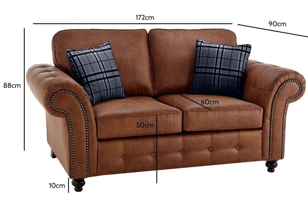 Oakland Tan Suede 2 Seater Sofa