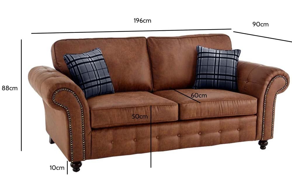 Oakland Tan Suede 3 Seater Sofa