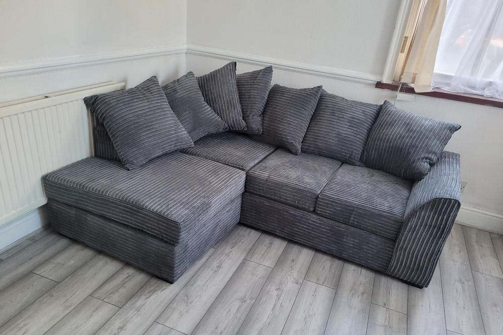 Byron Grey Fabric LHC Corner Sofa