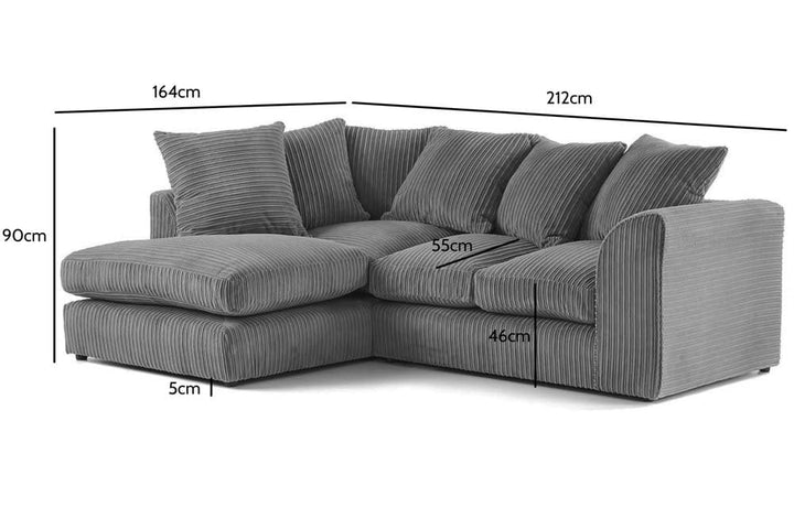 Byron Grey Fabric LHC Corner Sofa
