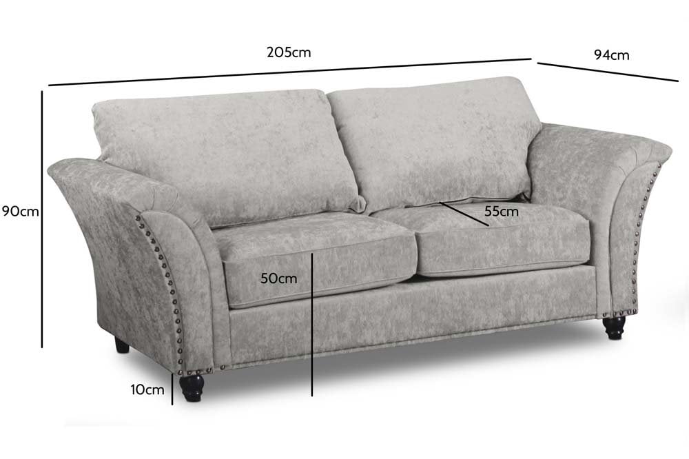 Windsor Truffle Fabric 3 Seater Sofa