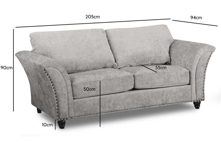 Windsor Truffle Fabric 3 Seater Sofa