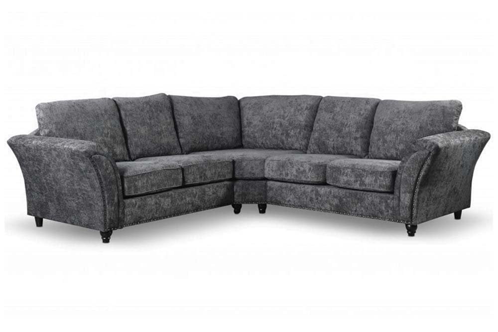 Windsor Grey Fabric High Back Corner Sofa