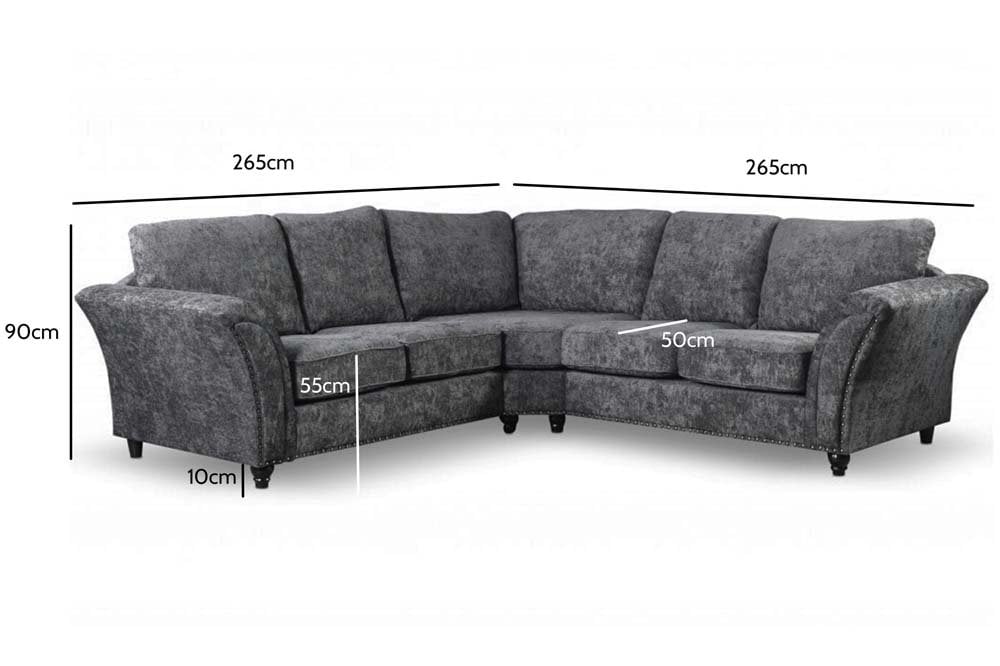 Windsor Grey Fabric High Back Corner Sofa