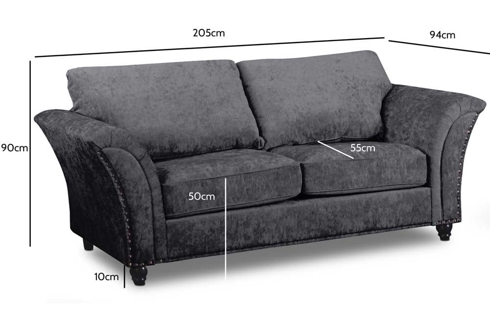 Windsor Grey Fabric 3 Seater Sofa