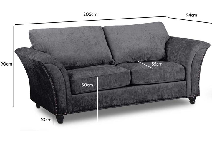 Windsor Grey Fabric 3 Seater Sofa
