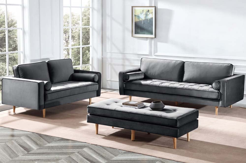 Scott Grey Velvet 2 Seater Sofa