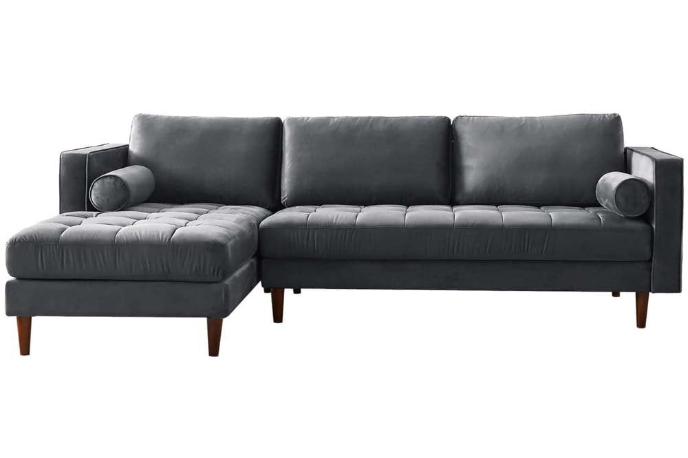 Scott Grey Velvet Corner Sofa LHC