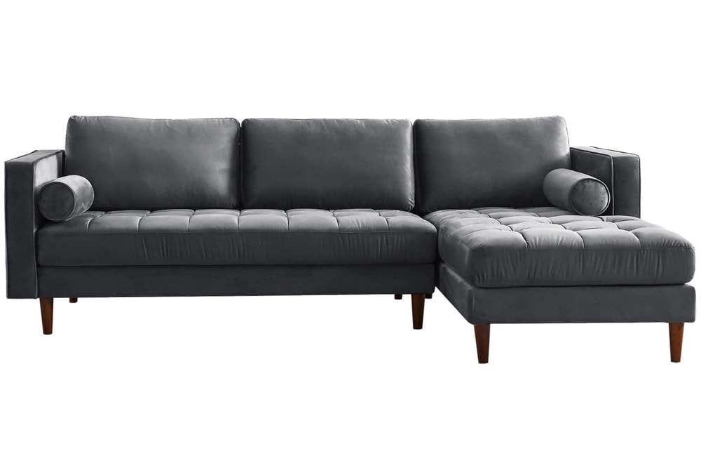 Scott Grey Velvet Corner Sofa RHC