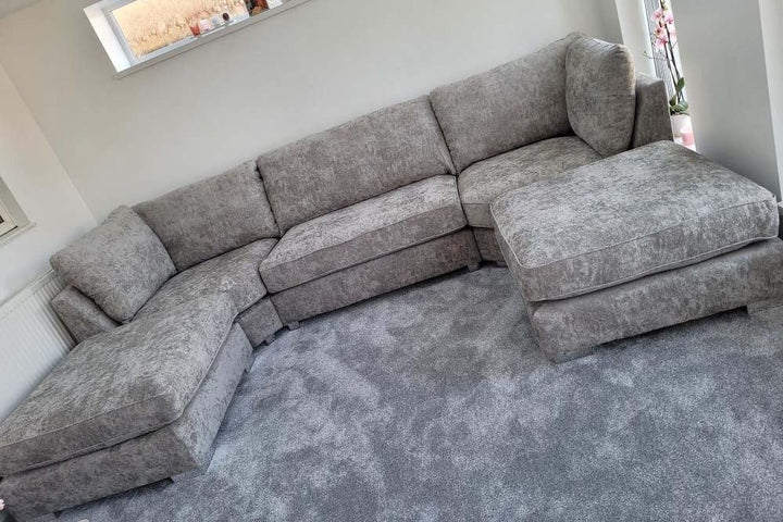 Bishop Truffle Alaska Fabric U Shape High Back Corner Sofa