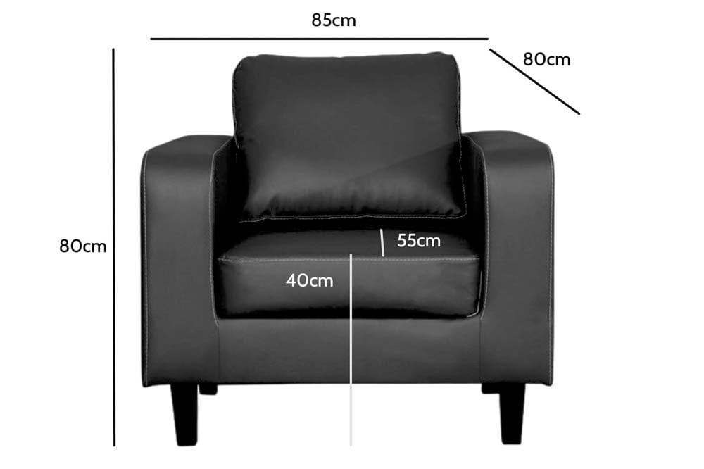 Box Black Leather Armchair