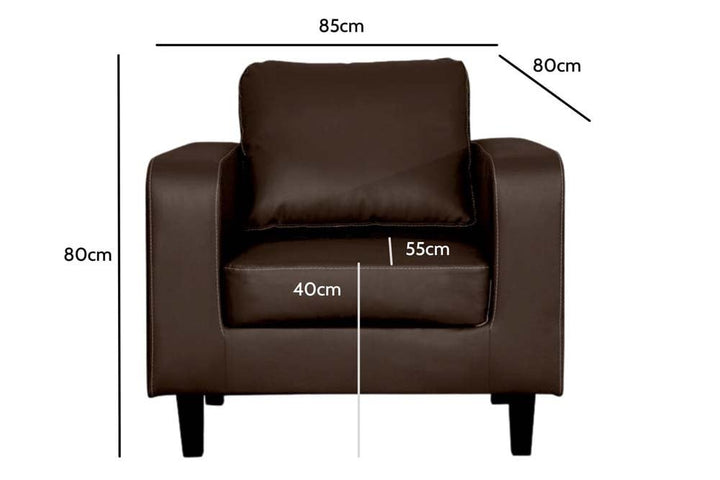 Box Brown Leather Armchair