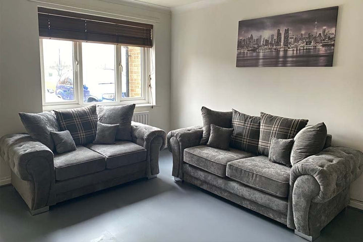 Verona Scatter Grey Fabric 3 Seater Sofa
