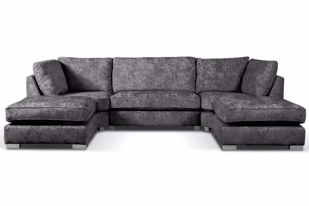 Bishop Coal Alaska Fabric U Shape High Back Corner Sofa