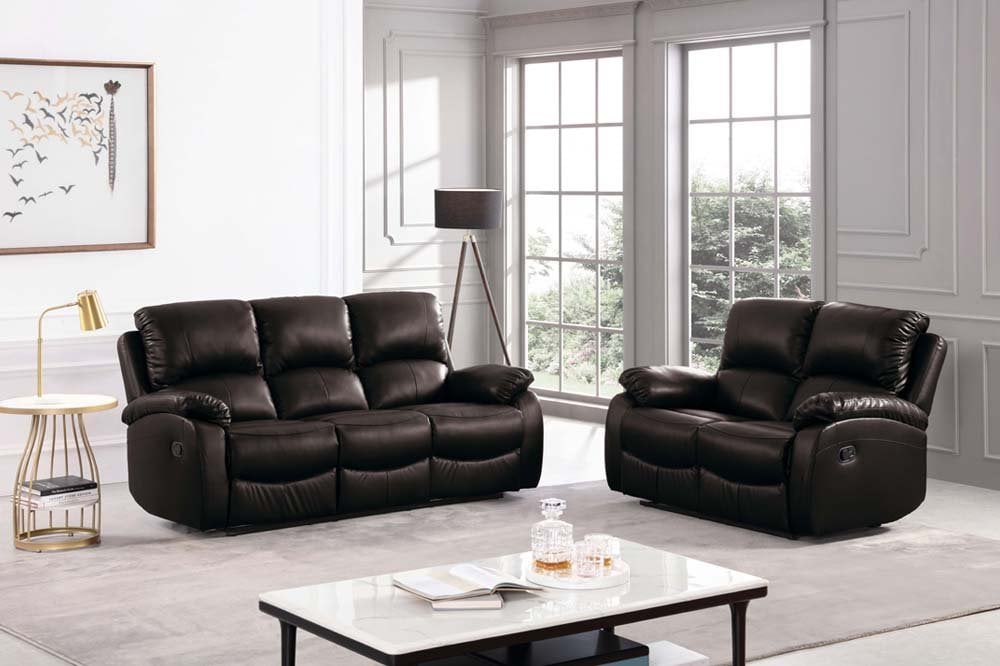Roma Brown Leather Recliner 2 Seater Sofa