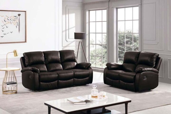 Roma Brown Leather Recliner 3 Seater Sofa