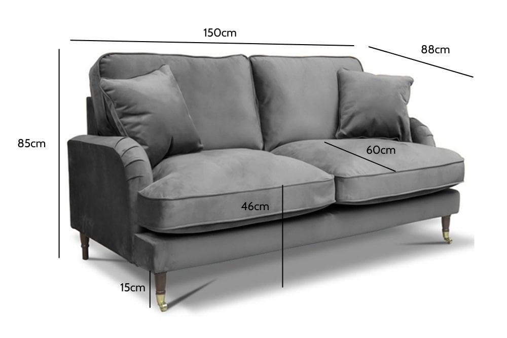 Rupert Grey Velvet 2 Seater Sofa