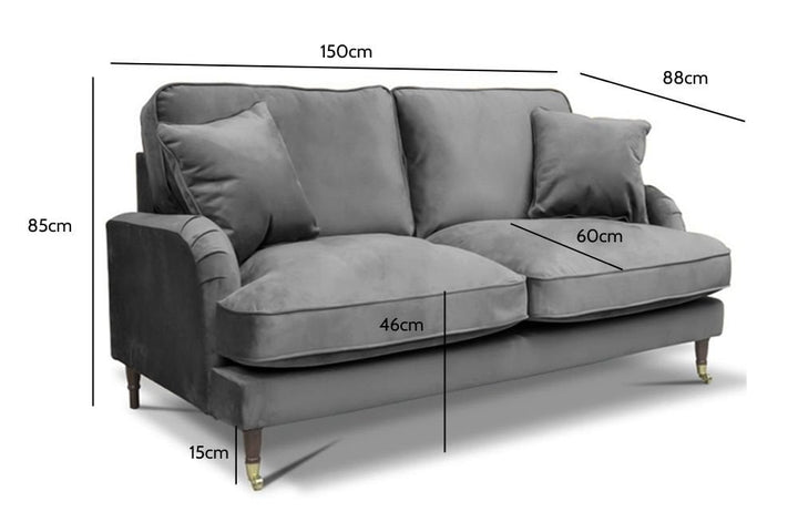 Rupert Grey Velvet 2 Seater Sofa