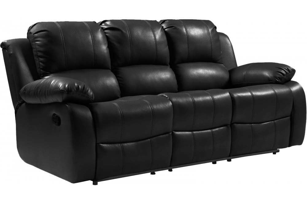 Sevile Black Leather 3 Seater Recliner Sofa