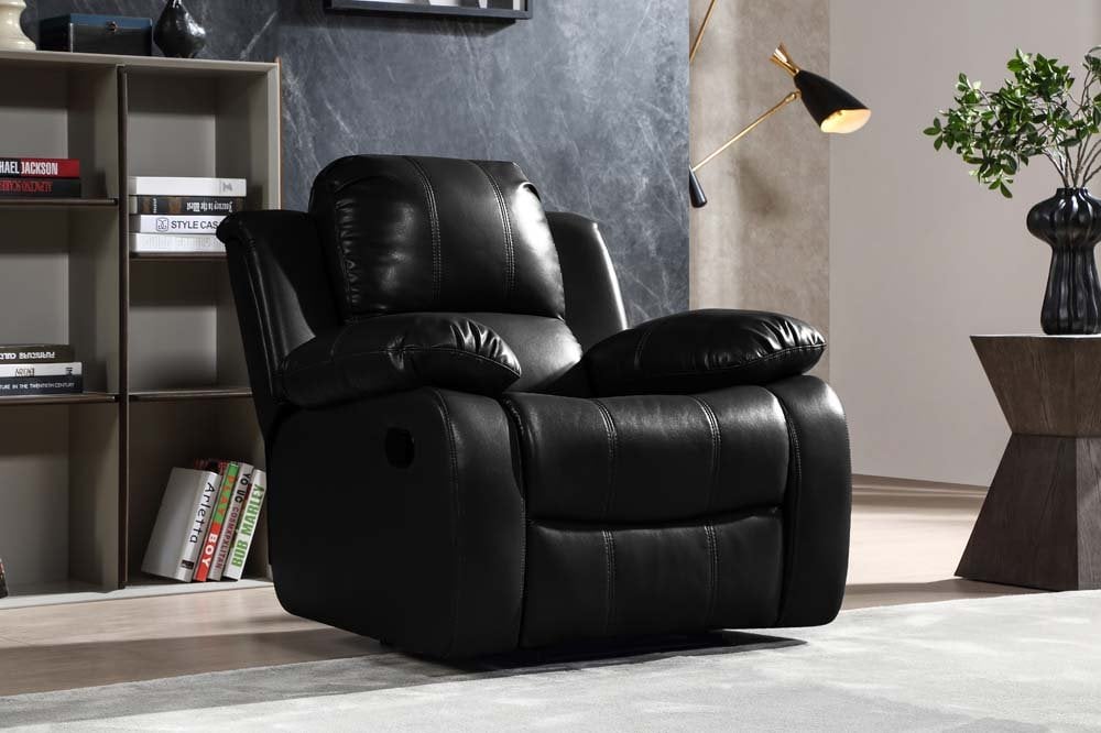 Sevile Black Leather Recliner Armchair
