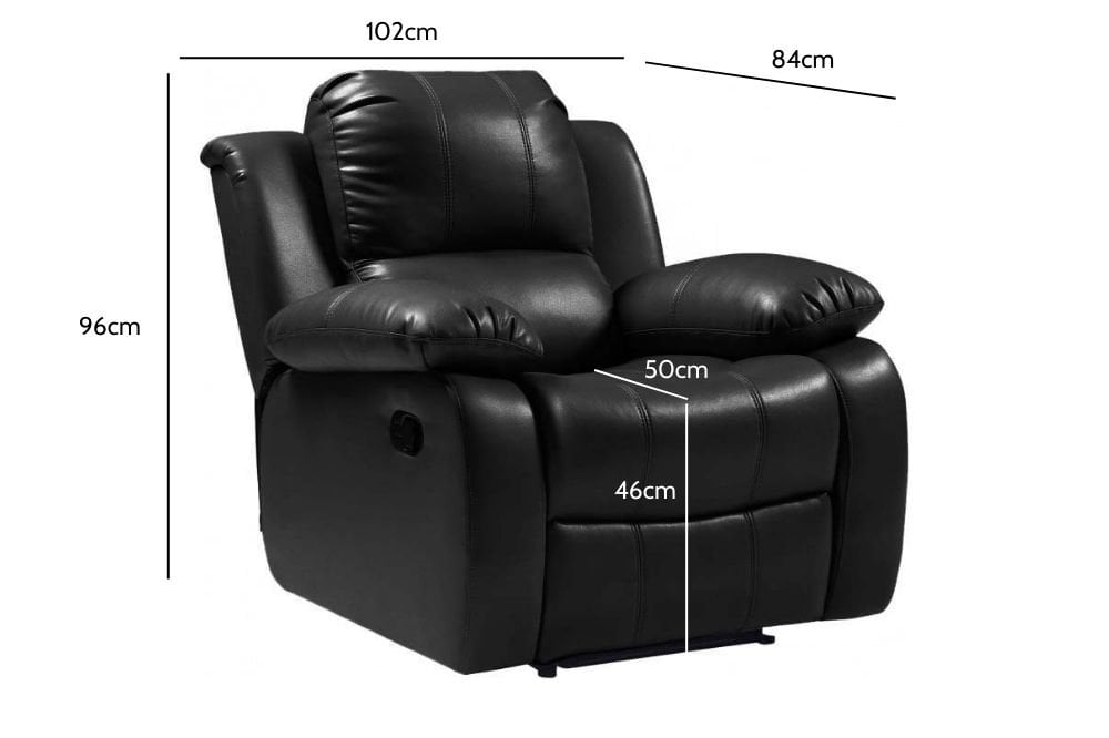 Sevile Black Leather Recliner Armchair