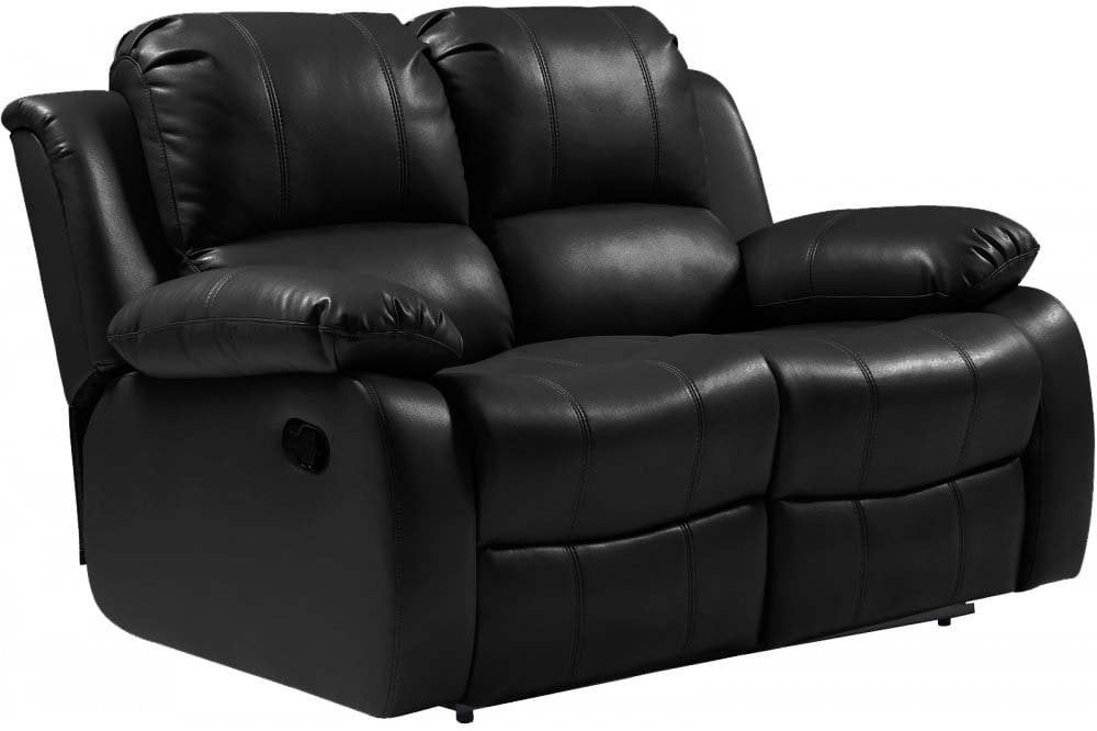 Sevile Black Leather 2 Seater Recliner Sofa