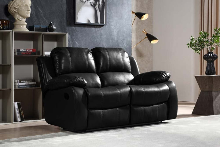 Sevile Black Leather 2 Seater Recliner Sofa