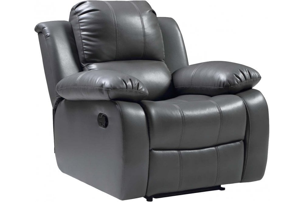 Sevile Grey Leather Recliner Armchair 1 Seater
