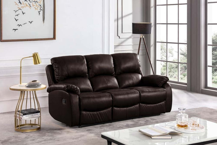 Roma Brown Leather Recliner 3 Seater Sofa