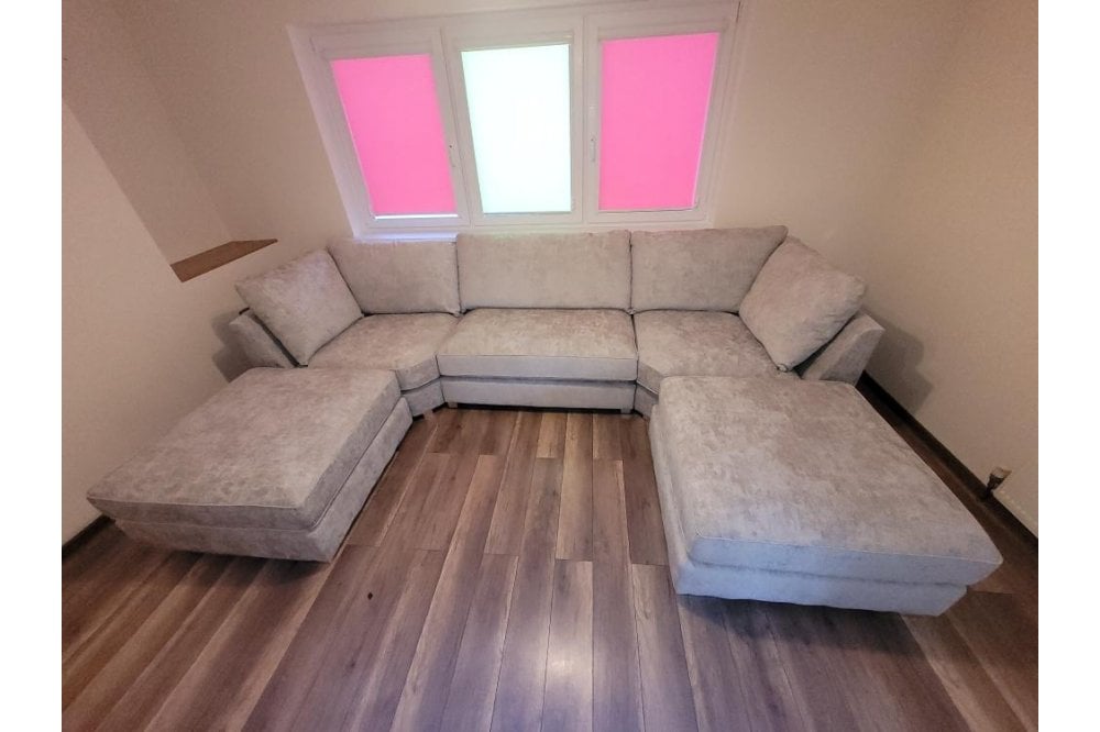 Bishop Silver Alaska Fabric U Shape High Back Corner Sofa