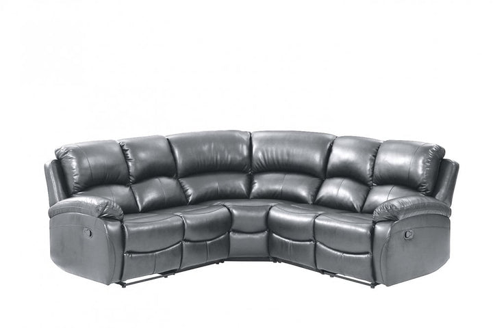 Roma Grey Leather Recliner 5 Seat Corner Sofa