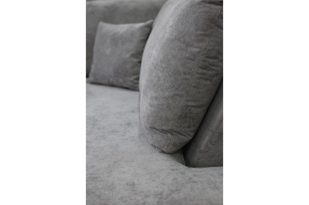 Emilia Grey Fabric U Shape High Back Corner Sofa + Footstool