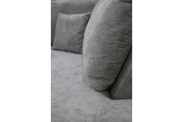 Emilia Grey Fabric U Shape High Back Corner Sofa + Footstool