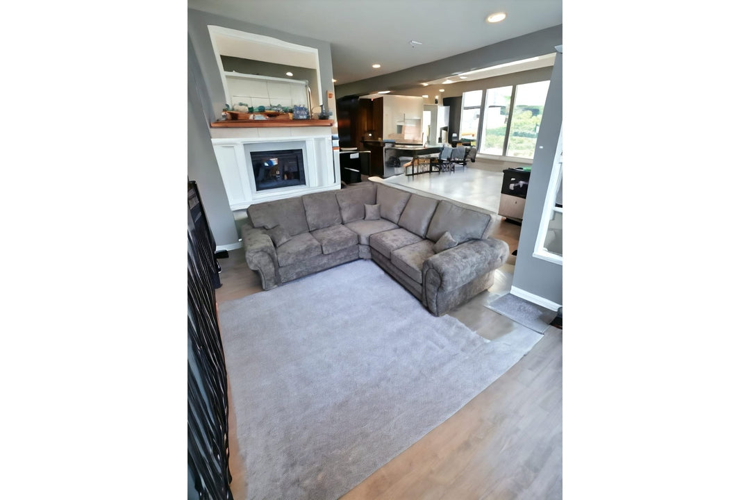 Verona High Back Grey Fabric Corner Sofa