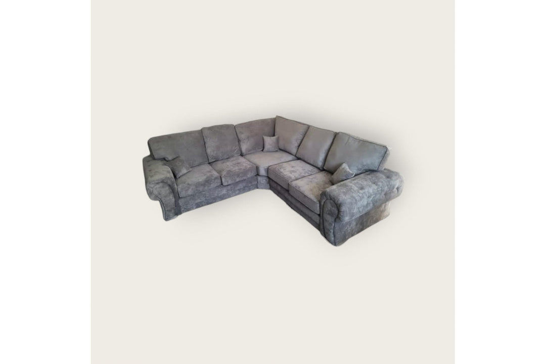 Verona High Back Grey Fabric Corner Sofa