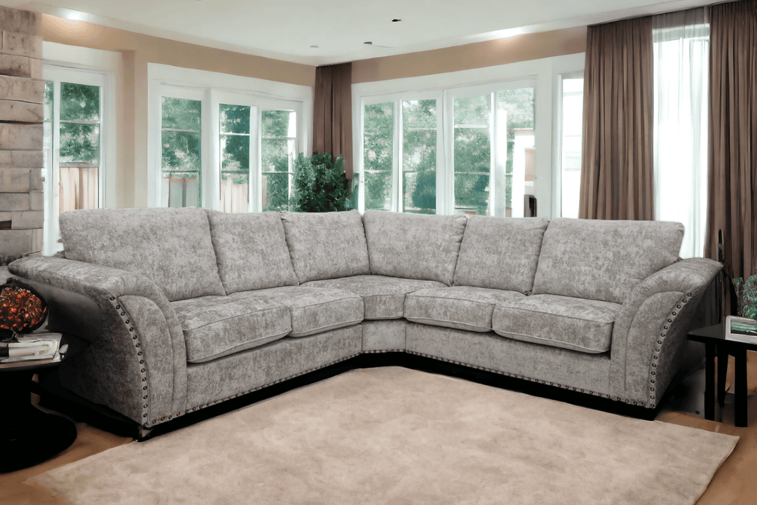 Windsor Truffle Fabric High Back Corner Sofa