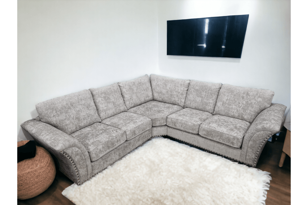 Windsor Truffle Fabric High Back Corner Sofa