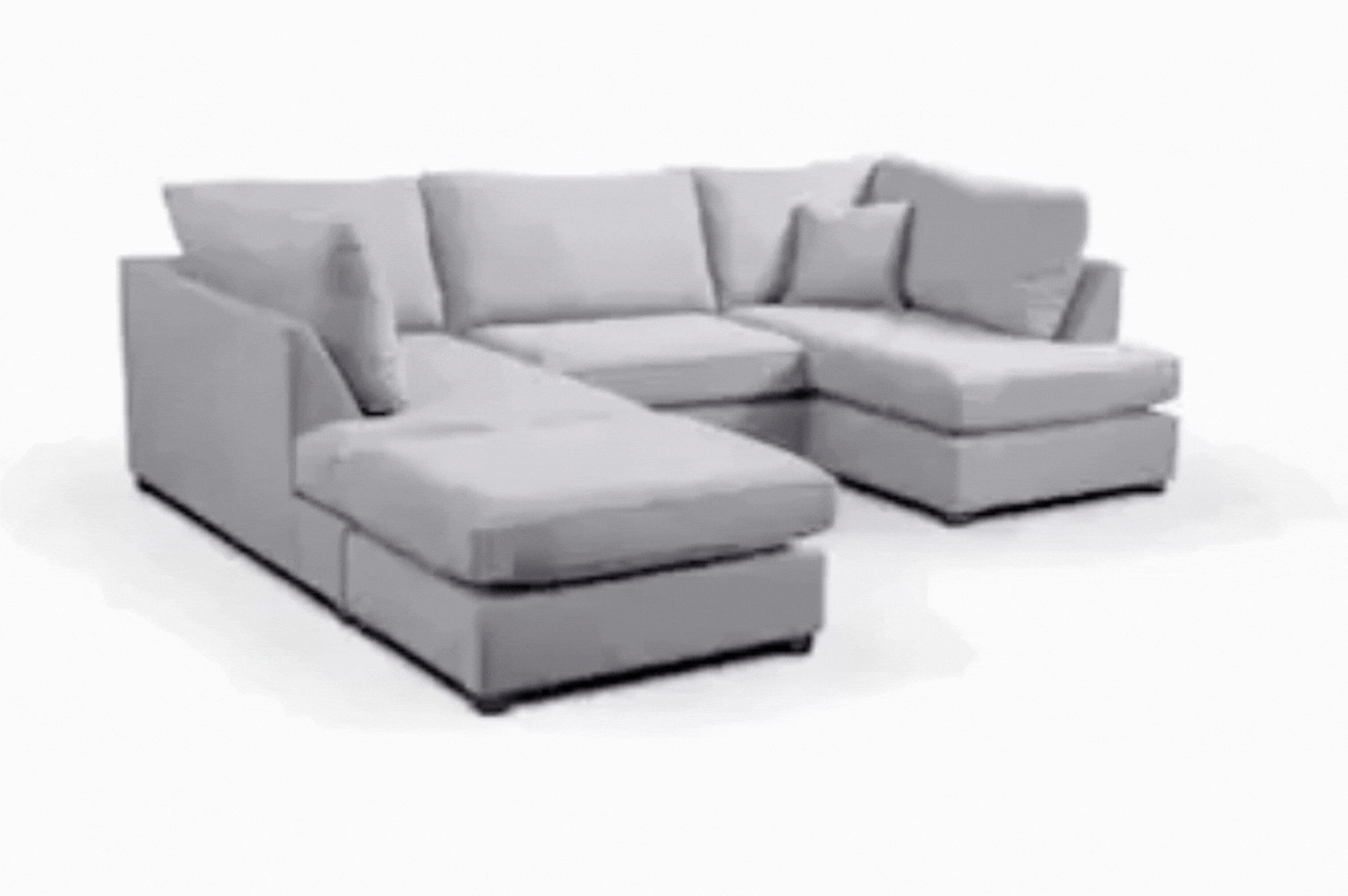 Emilia Grey Fabric U Shape High Back Corner Sofa + Footstool