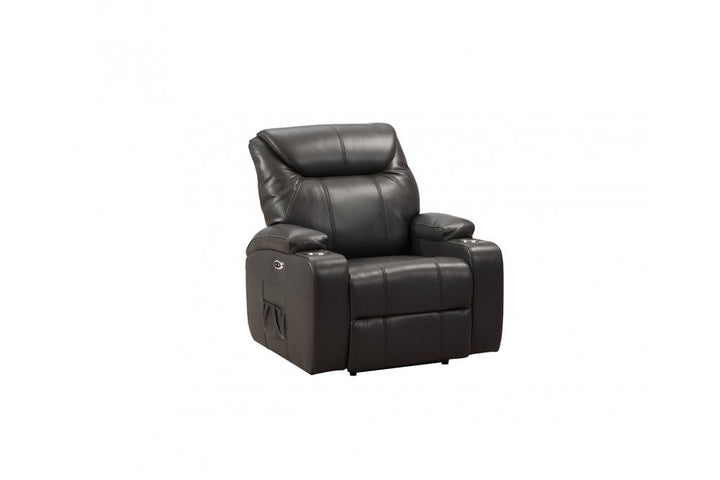 Capri Grey Electric Leather Recliner Armchair With Two Cup Holders