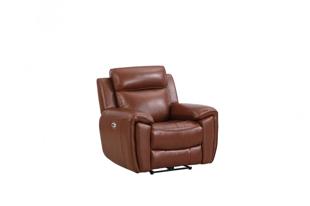 Annecy Genuine Leather Tan Electric Power Recliner Armchair