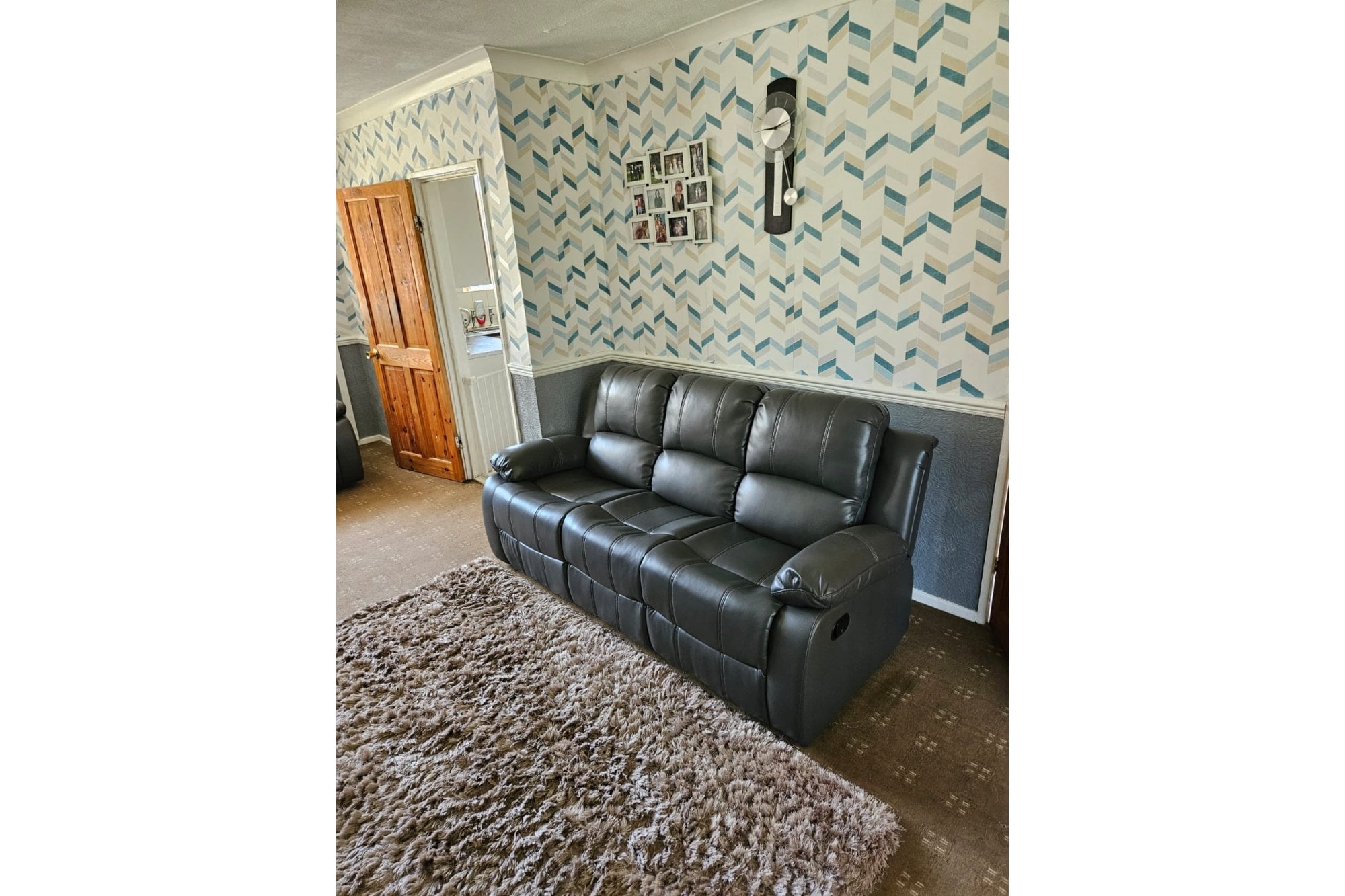 Sevile Grey Leather 3 Seater Recliner Sofa